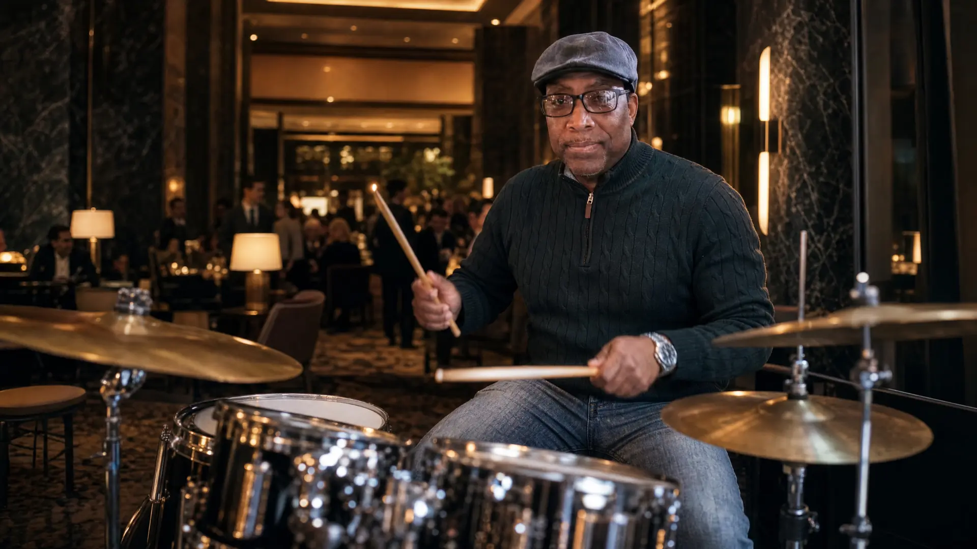 Robby Dee behind the kit